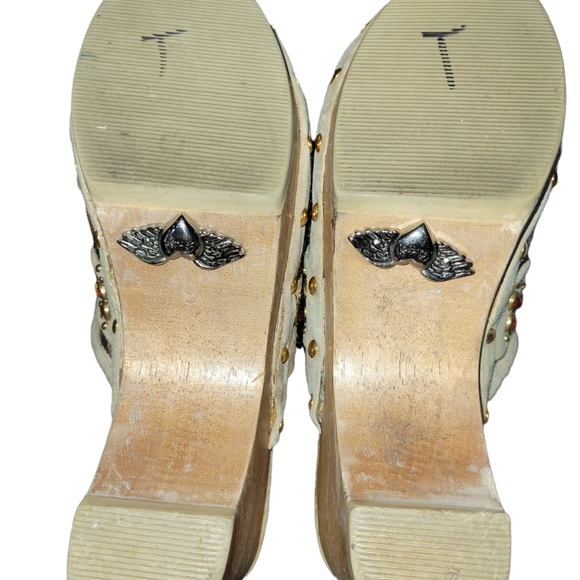 Bridget Shuster Leather Pony Hair Leopard Print Crystal Embellished Clog… - Picture 10 of 12